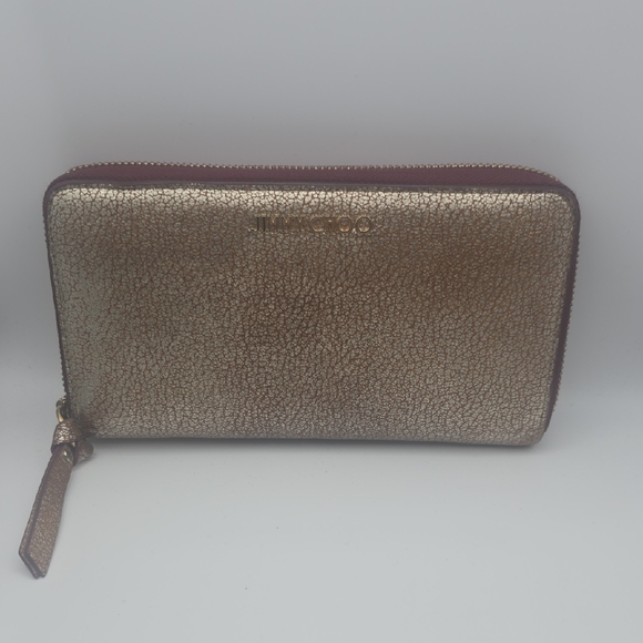 Jimmy Choo Handbags - Jimmy Choo Metallic Gold & Burgundy Animal Print Long Wallet (VERY GOOD)❤️✨️